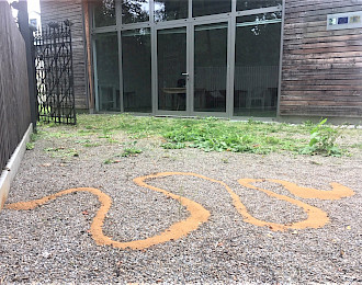 Roman Schöne, Sandspirale, LandArt Installation, 2020, 4 x 4 m