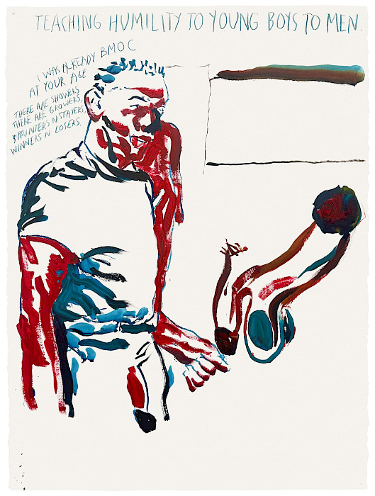 Raymond Pettibon, Demut, Tusche, Graphit und Acryl auf Papier, 77 x 56 cm