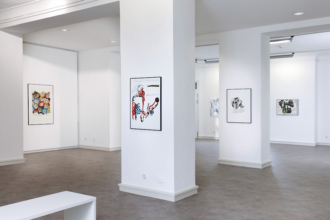 Raymond Pettibon & John Newsom, The Seven Deadly Sins and The Seven Heavenly Virtues, Ausstellungsansicht 2025, Kebbel Villa, Schwandorf