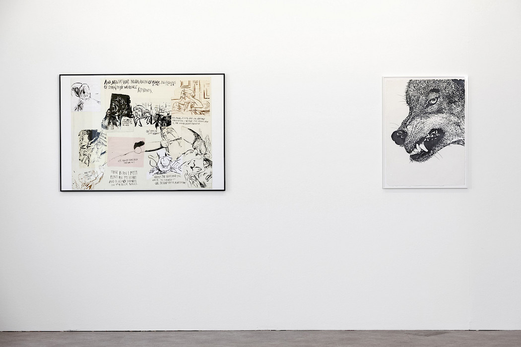 Raymond Pettibon & John Newsom, The Seven Deadly Sins and The Seven Heavenly Virtues, Ausstellungsansicht 2025, Kebbel Villa, Schwandorf