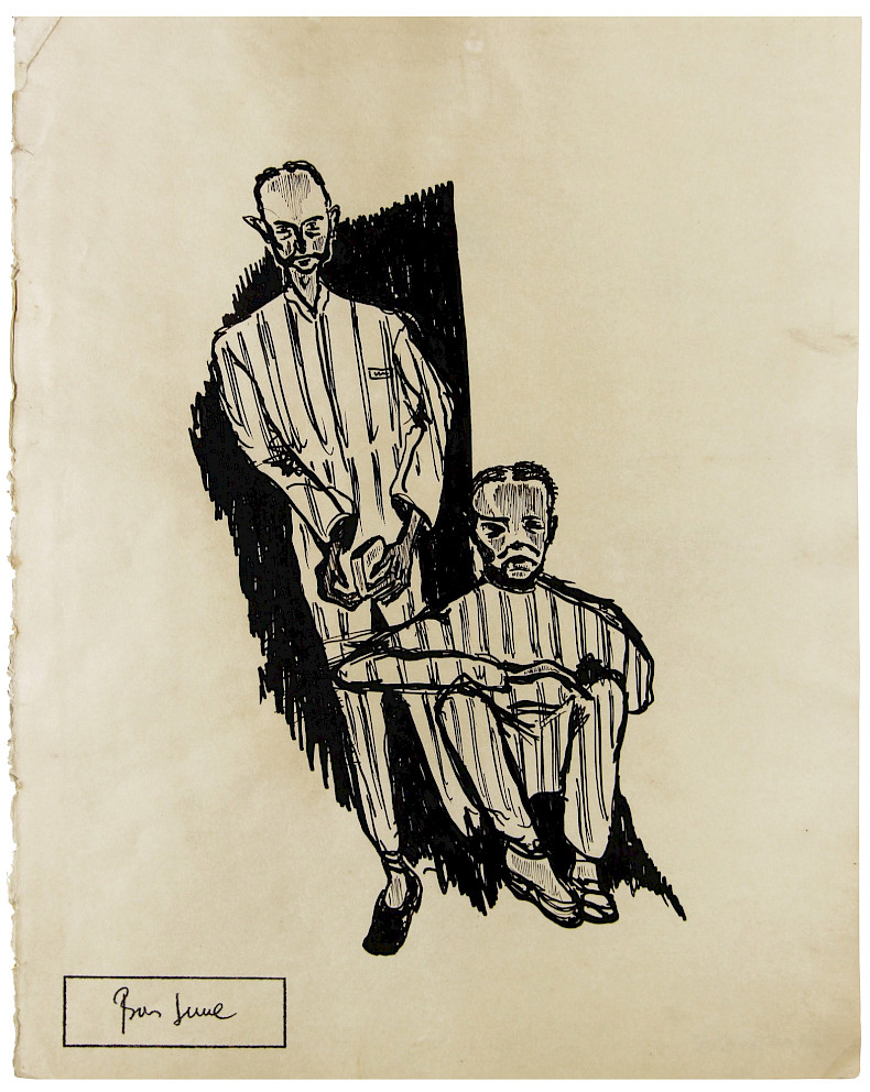 Boris Lurie: Untitled, c. 1946, Feder und Tusche auf Papier, 26 × 20 cm (Foto: Tim Nighswander)
